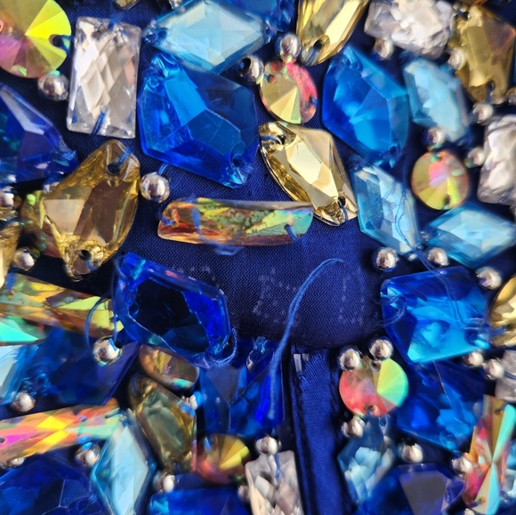 Alyce Paris Royal Blue Strapless Crystal Homecoming Cocktail Party Dress Size 2 - Picture 4 of 6